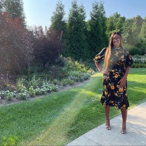 Black, floral dress